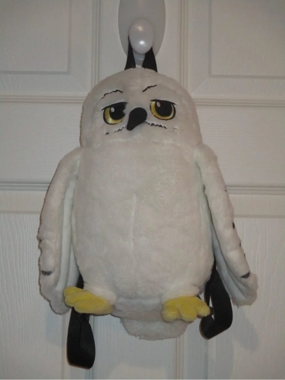 Harry Potter Hedwig White Black Owl Speckled  Zipper 12” Plush Kids Backpack